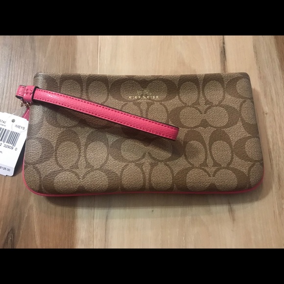 Coach Handbags - Coach Signature Monogrammed Wristlet Wallet
